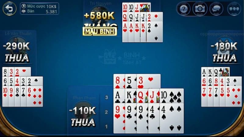 Một số quy định về thuật ngữ trong game bài mậu binh